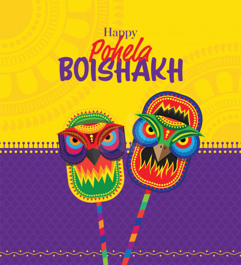 Happy Pohila Boishakh Wishes Greeting Background Template
