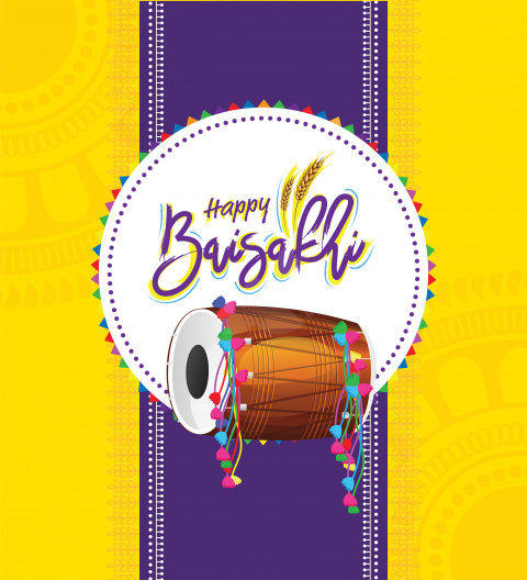 Happy Baisakhi Greeting Background Template