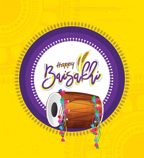 Happy Baisakhi Wishes Greeting Background Template