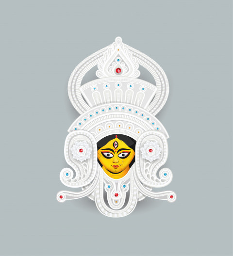 High Quality Maa Durga Face Vector Illustration