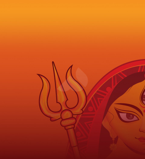 Durga Puja Background Template with Durga Illustration