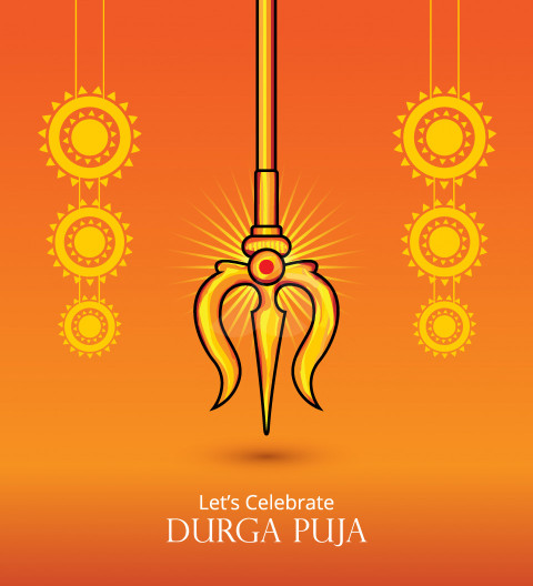 Happy Durga Puja Greeting Template Design