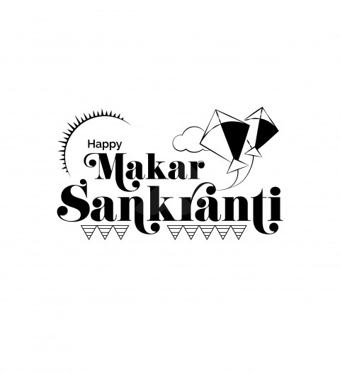Happy Makar Sankranti Text Typography