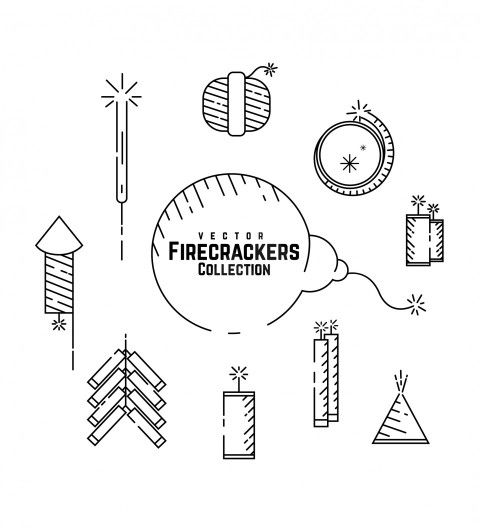 Diwali Firecrackers Vector Illustration Set