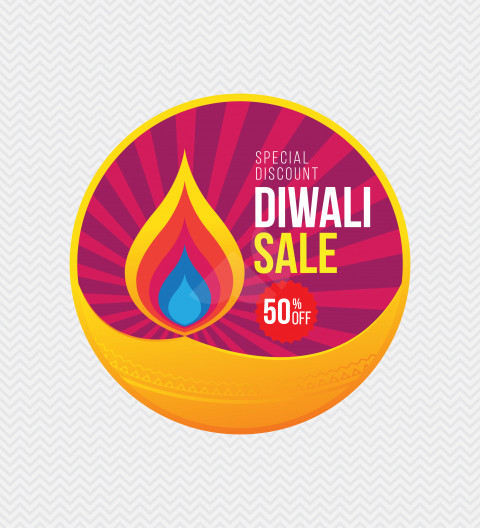 Diwali Festival Sale Sticker Design Template