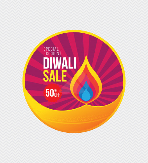 Diwali Festival Sale Sticker Design Template