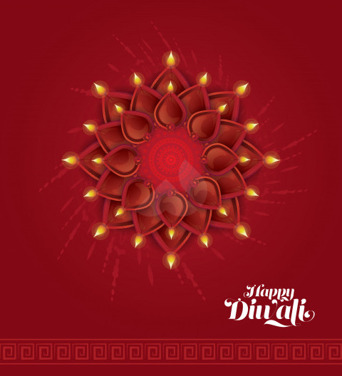 Happy Diwali Greeting Background Template