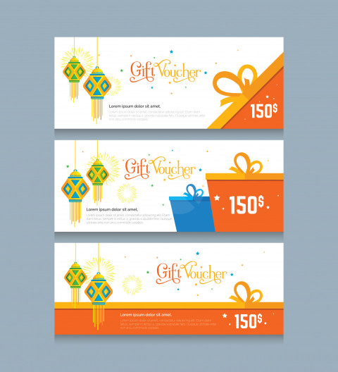 Diwali Festival Gift Voucher Design Template Vector Illustration