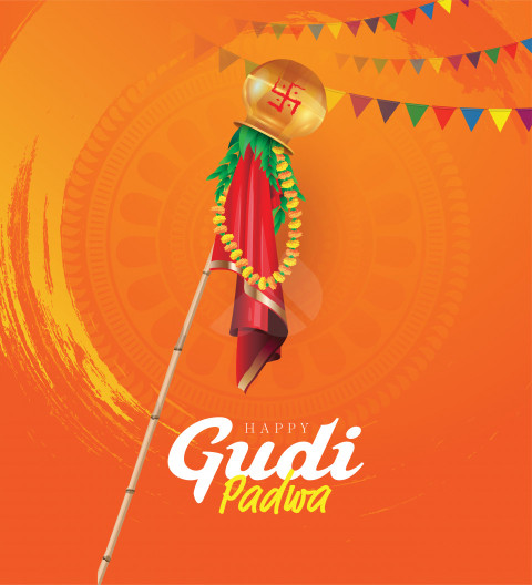 Happy Gudi Padwa Greeting Background Template