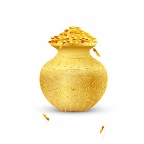 Golden Kalash with Gold Coins Illustration