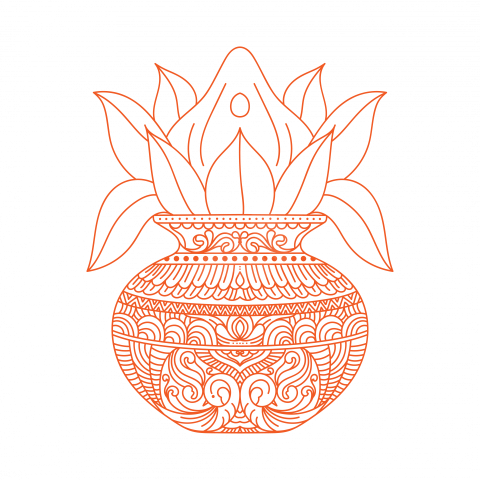 Mangal Kalash Illustration with Mango Leaf and Coconut