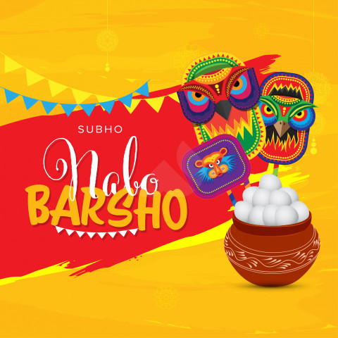 Shubho Noboborsho Wishes Greeting Background Template