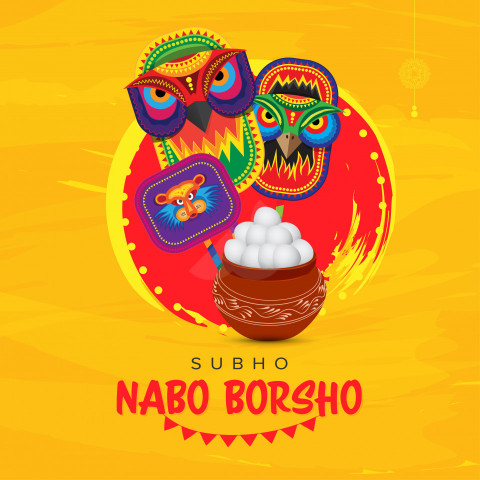 Shubho Noboborsho Wishes Greeting Template Design