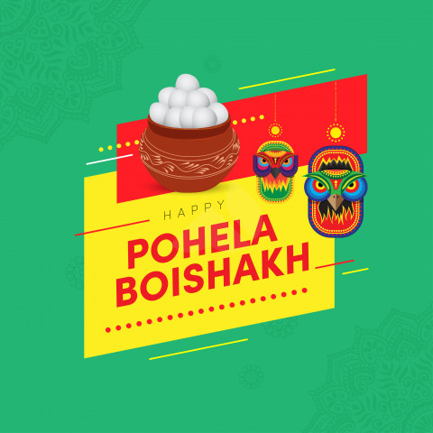 Happy Pohila Boishakh Wishes Background Template Illustration
