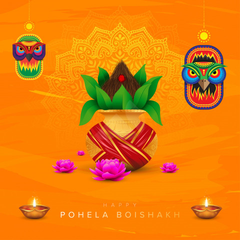 Happy Pohila Boishakh Wishes Background Template
