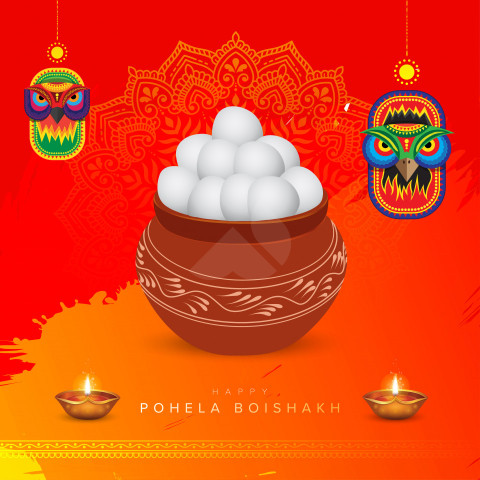 Happy Pohila Boishakh Wishes Background Design Illustration