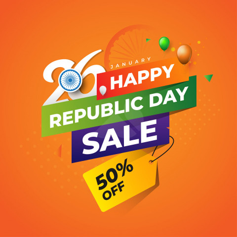 Happy Republic day sale social media post banner