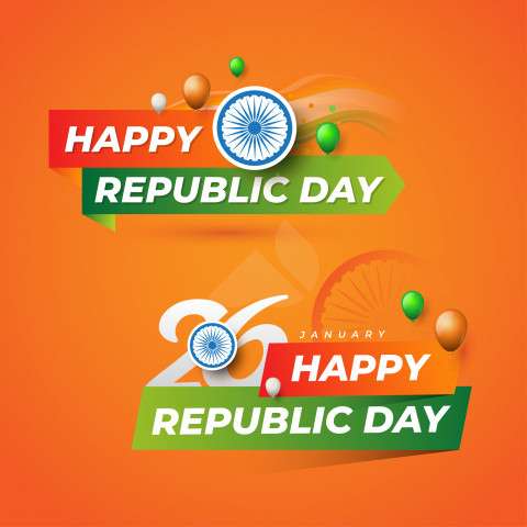 Happy Republic Day Sticker Banner Template