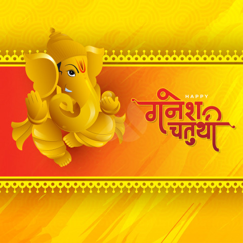Happy Ganesh Chaturthi Greeting Design Template