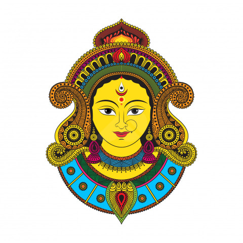 Hindu Goddess Durga Face Illustration