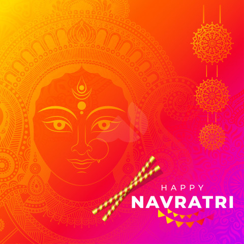 Indian Religious Festival Navratri Greeting Background Template