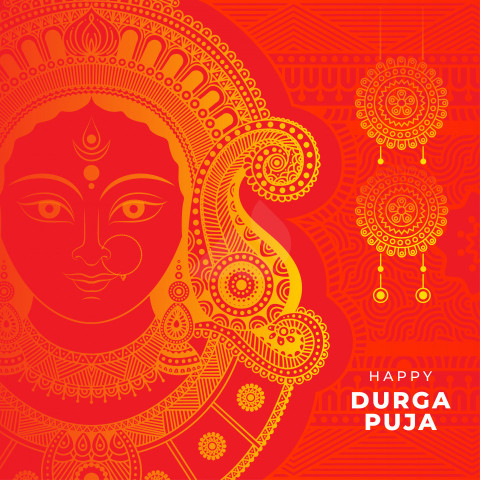 Happy Durga Puga Greeting Backgroung Template Design