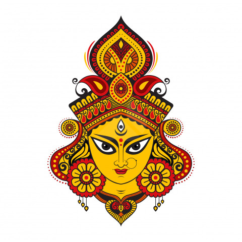 Hindu Goddess Durga Face Illustration