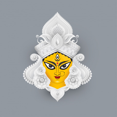 Hindu Goddess Durga Face Illustration