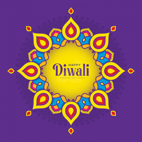 Happy Diwali Greeting Design Template with Creative Lamp Illustration