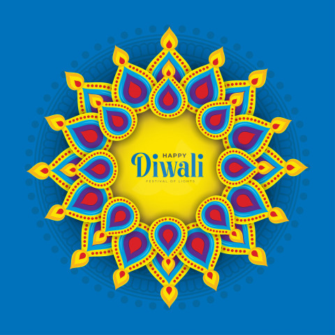 Happy Diwali Greeting Design Template with Creative Lamp Illustration