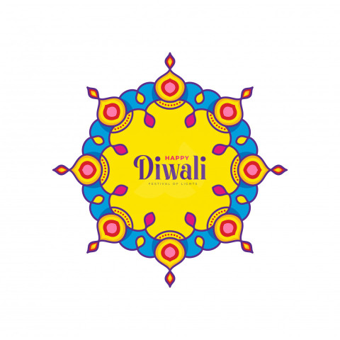 Happy Diwali Greeting Design Template with Round Lamps Ornaments