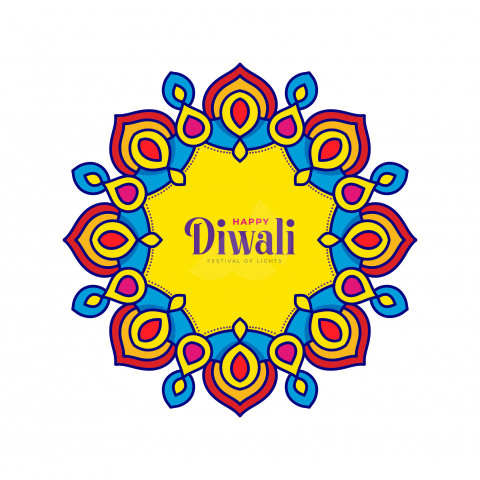 Happy Diwali Greeting Design Template with Creative Floral Ornaments