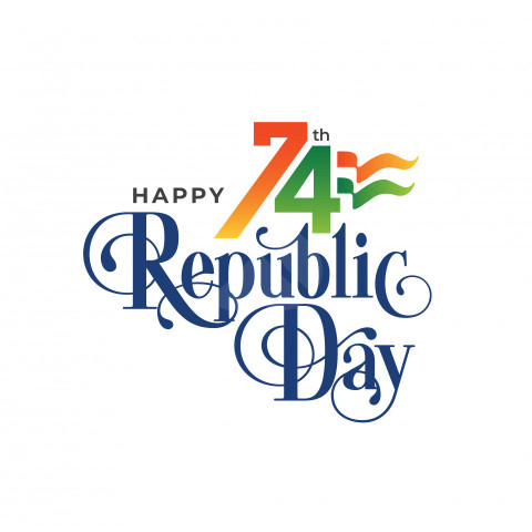 74th Indian Happy Republic Day Typography Design Template
