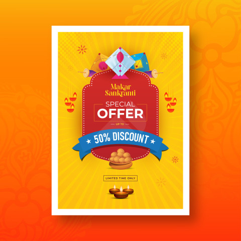 Makar Sankranti Festival Offer Poster Design template