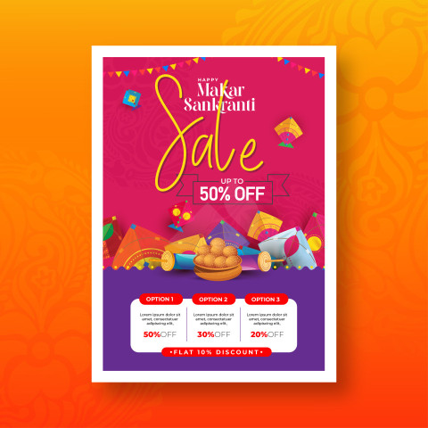 Makar Sankranti Festival Offer Poster Design template