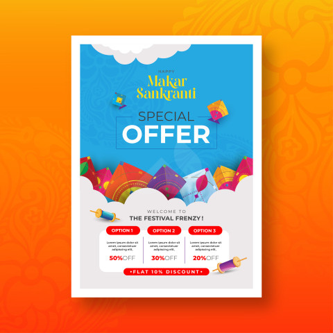 Makar Sankranti Festival Offer Poster Design template