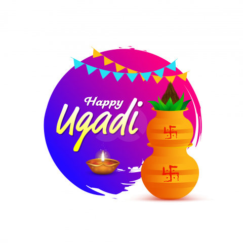 Happy Ugadi Greetings Sticker Background Template