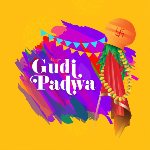 Happy Gudi Padwa Greeting Background Design