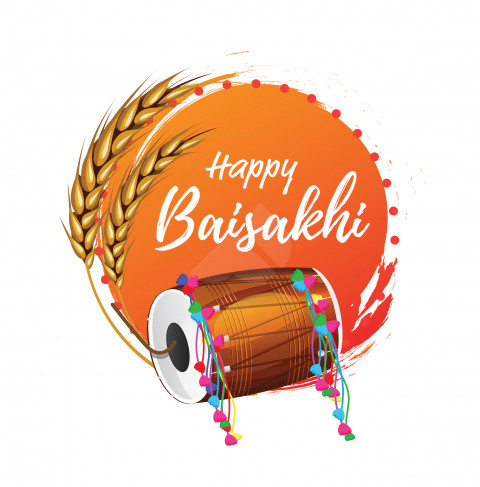 Happy  Baisakhi Wishes Sticker Design Background Template