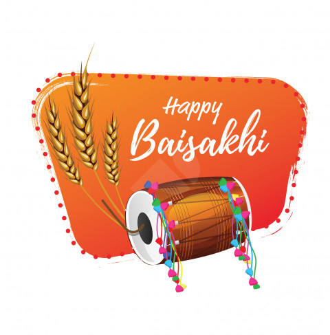 Happy  Baisakhi Wishes Sticker Design Background Template