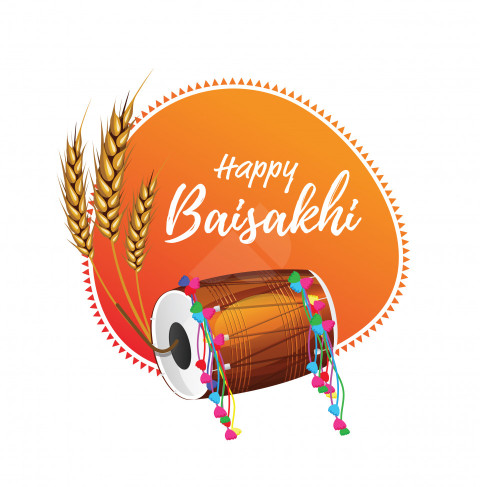 Happy Baisakhi Wishes Sticker Design Background Template