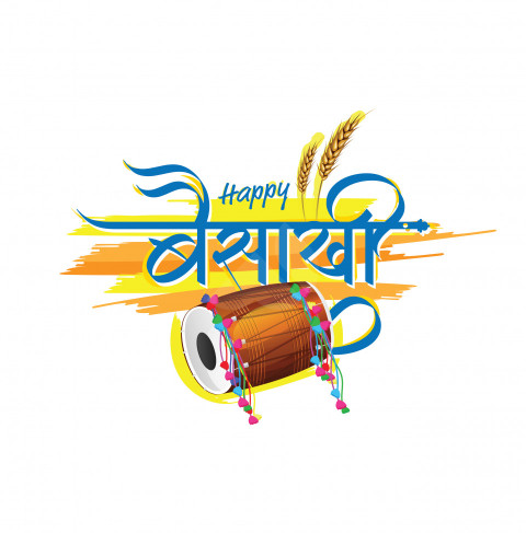 Happy Baisakhi Hindi Text Typography Design Background Template