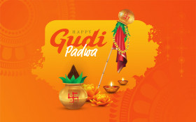 Happy Gudi Padwa Greeting Background Template