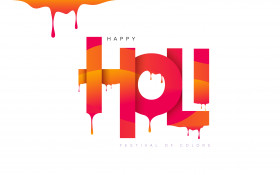 Colorful Happy Holi Typography Greeting Design