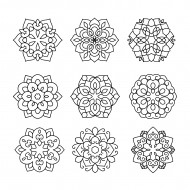 Decorative Floral Mandala Ornaments Design Set