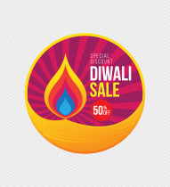 Diwali Festival Sale Sticker Design Template