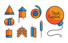 Diwali Firecrackers Icon Set