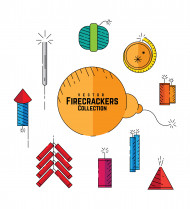 Diwali Firecrackers Vector Illustration Set