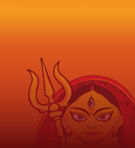 Durga Puja Background Template with Durga Illustration