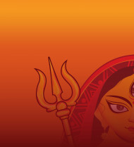 Durga Puja Background Template with Durga Illustration